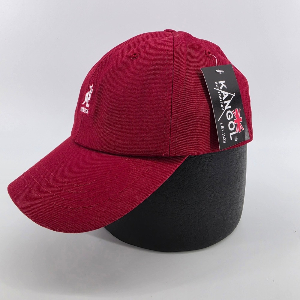 Kangol Baseball Cap Mens OS Adjustable Leather Strapback Hat Burgundy Kangaroo